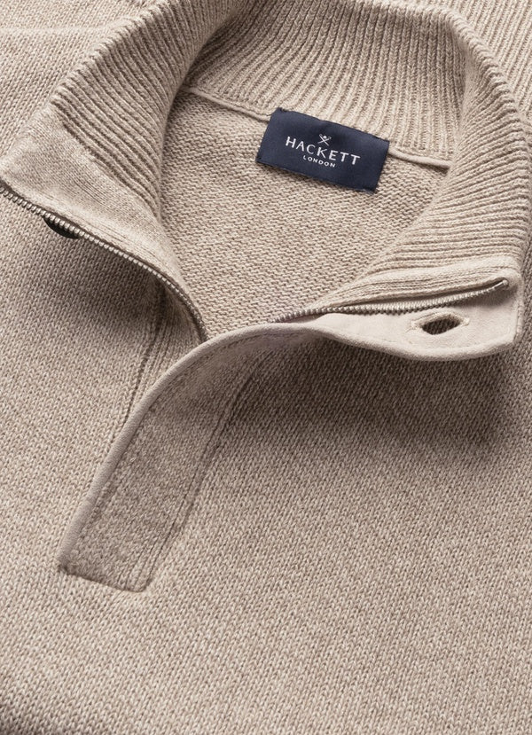 Cotton-Cashmere Mouline Quarter-Zip Jumper