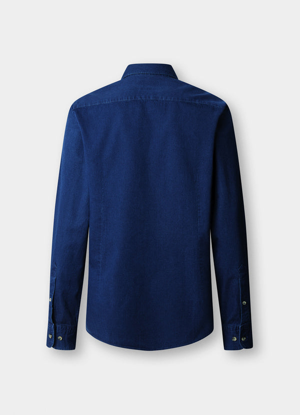Tailored Fit Dark Blue Denim Shirt