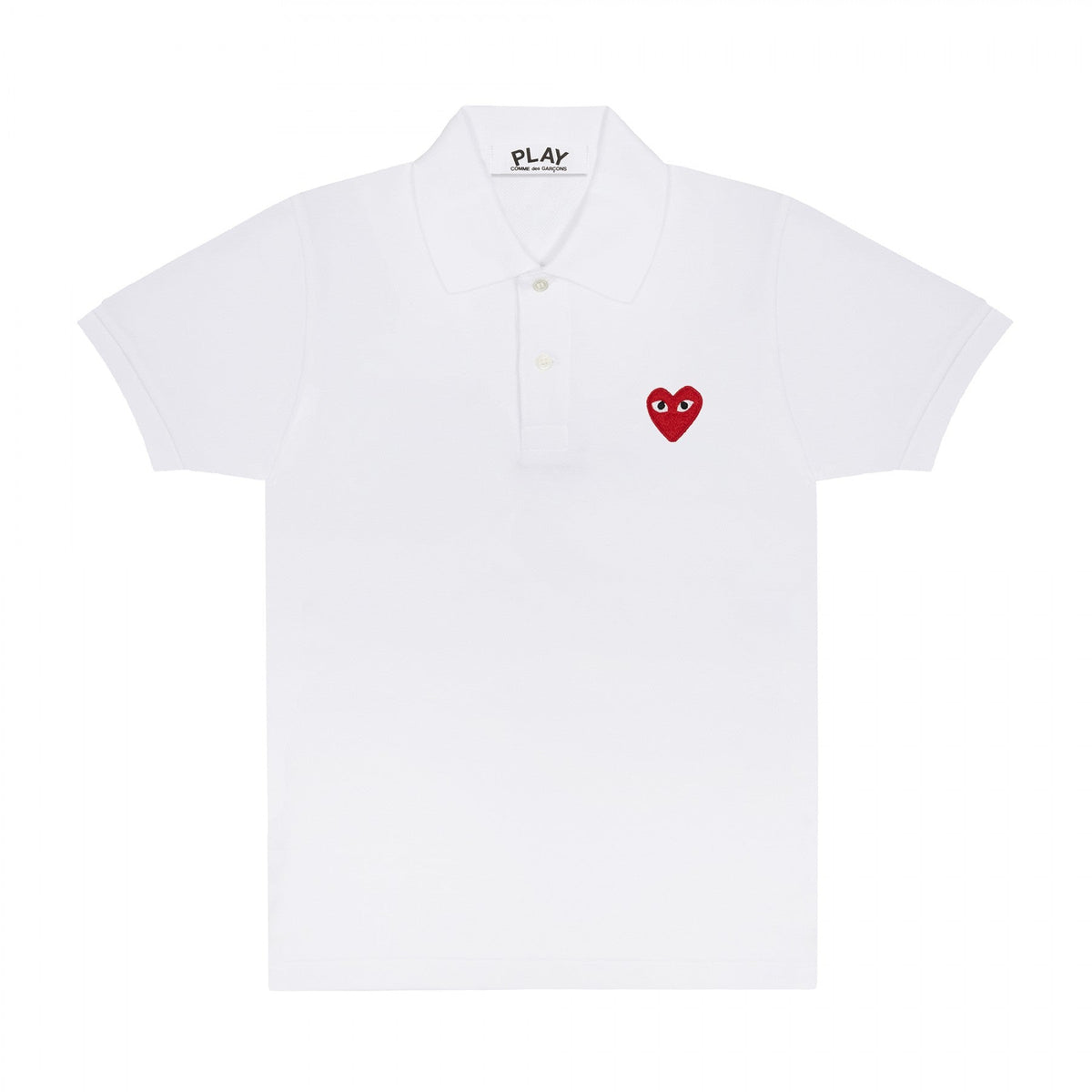 CDG PLAY Polo Shirt ¨C White, Red Heart