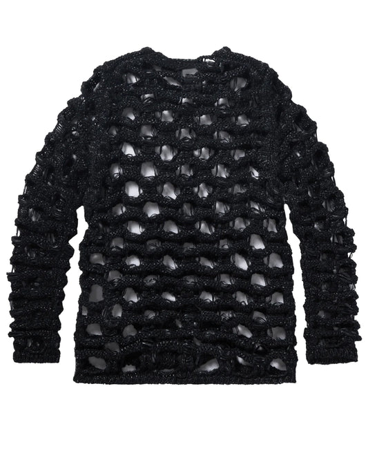 BLACK CDG Cut Out Mesh Sweater ¨C Black