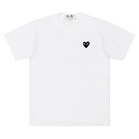 CDG PLAY T-shirt Black Emblem Print ¨C White, Black Heart