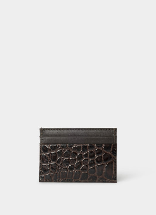 Leather Croc Stamped Cardholder