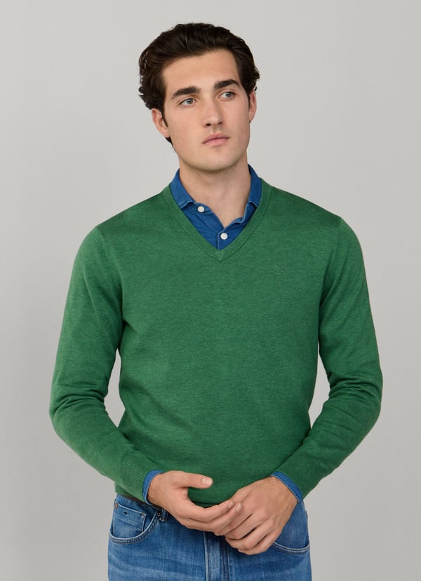 Cotton-Silk V-Neck Jumper