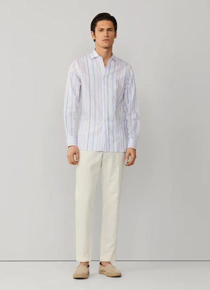 Tailored Fit Linen Blend Multi Stripe Shirt