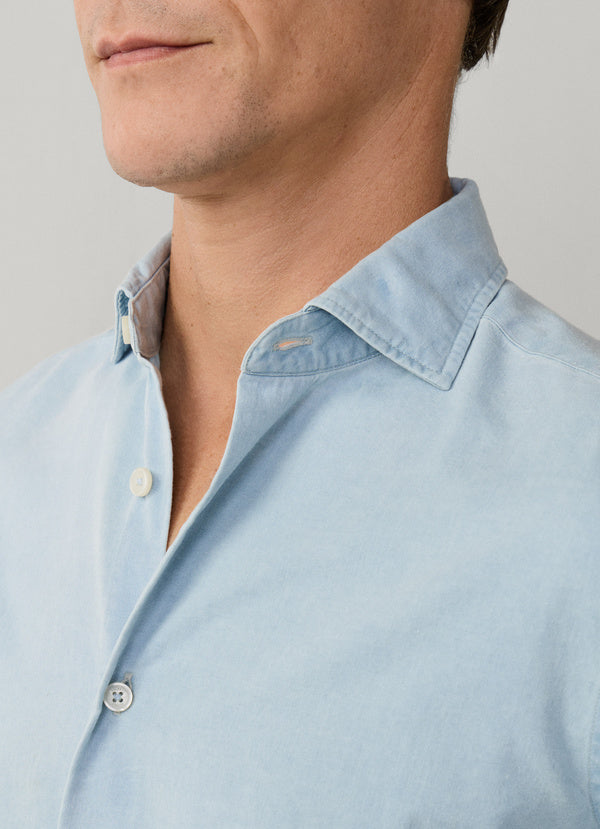 Tailored Fit Light Wasg Denim Shirt