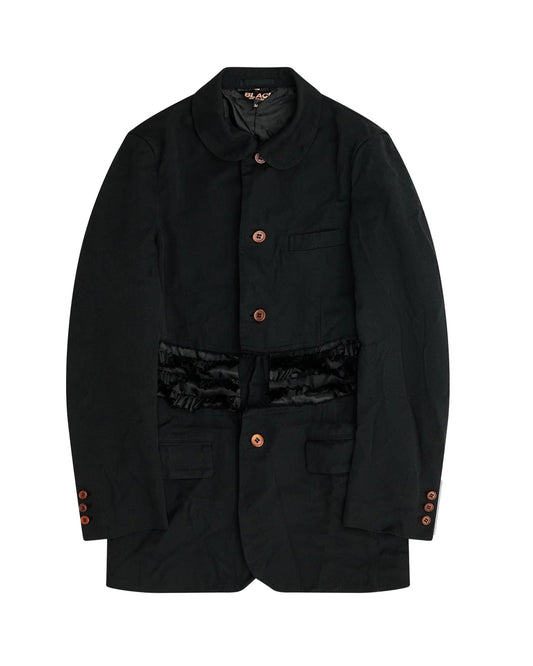 Black CDG Long Ruffle Jacket