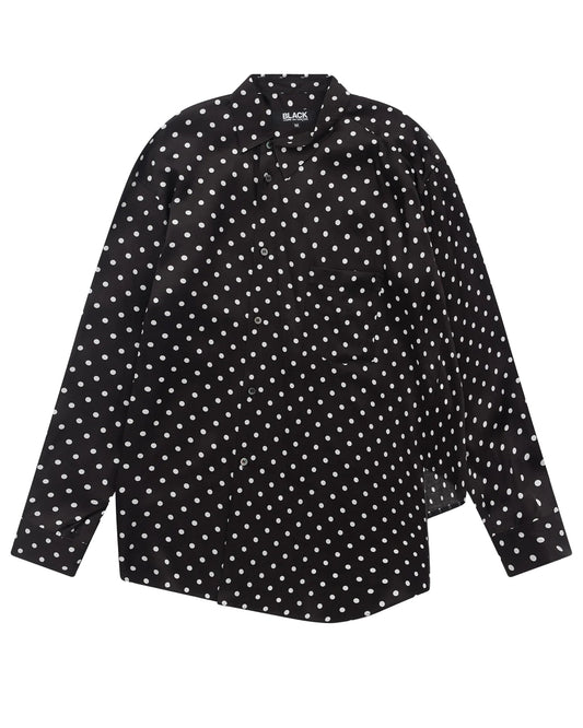 Black CDG Round Collar Polka Dot Shirt