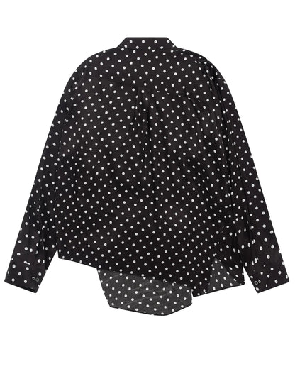 Black CDG Round Collar Polka Dot Shirt