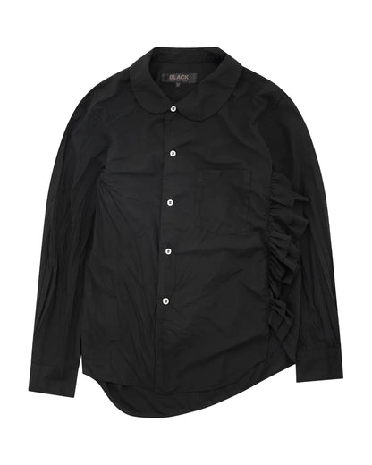 Black CDG Asymmetric Ruffle Shirt