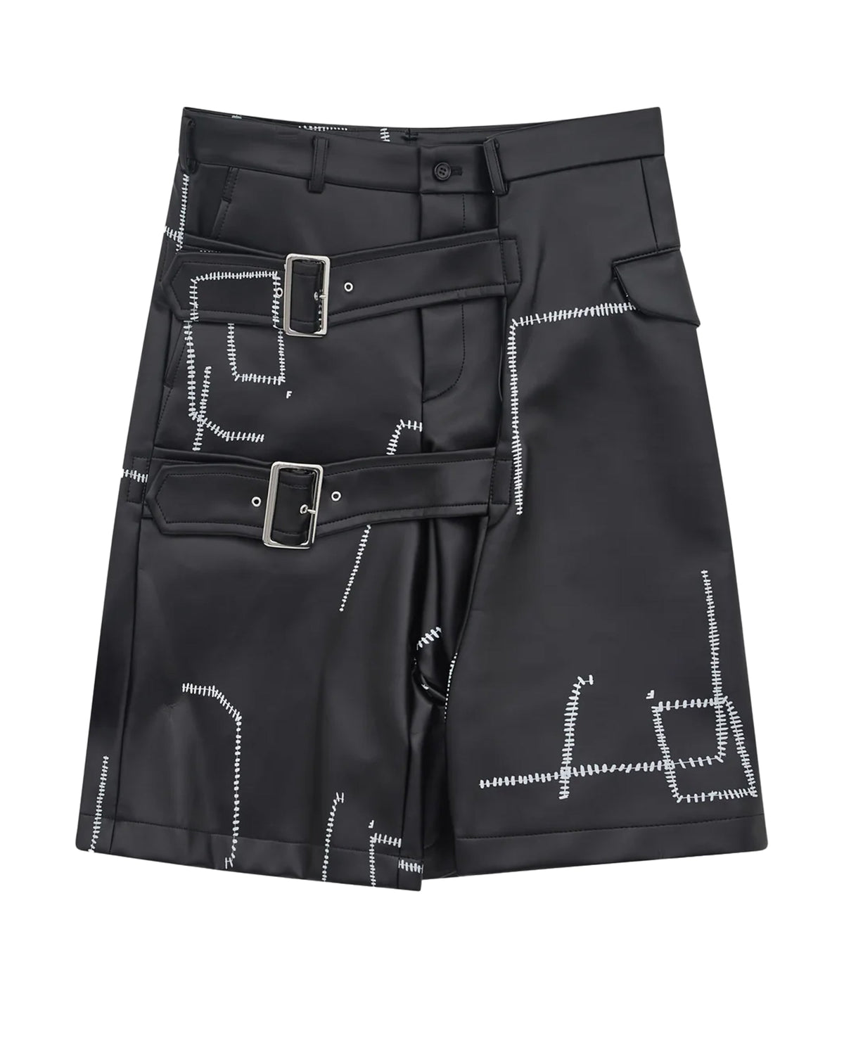 Black CDG  Printed Stitch Detail Shorts