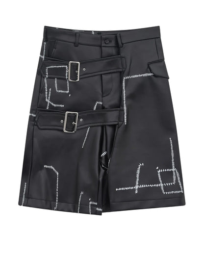 Black CDG  Printed Stitch Detail Shorts