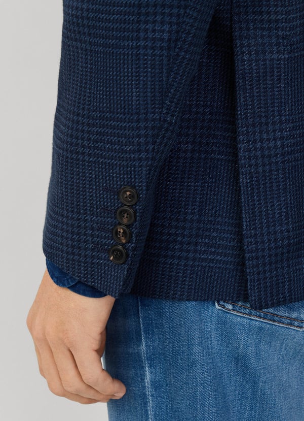 Linen-Wool Glen Check Blazer