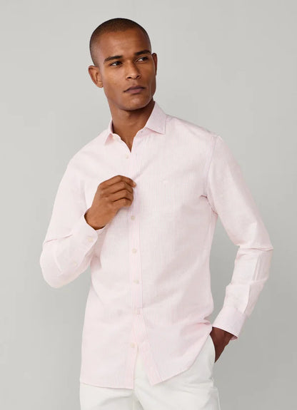 Tailored Fit Linen-Cotton Stripe Shirt