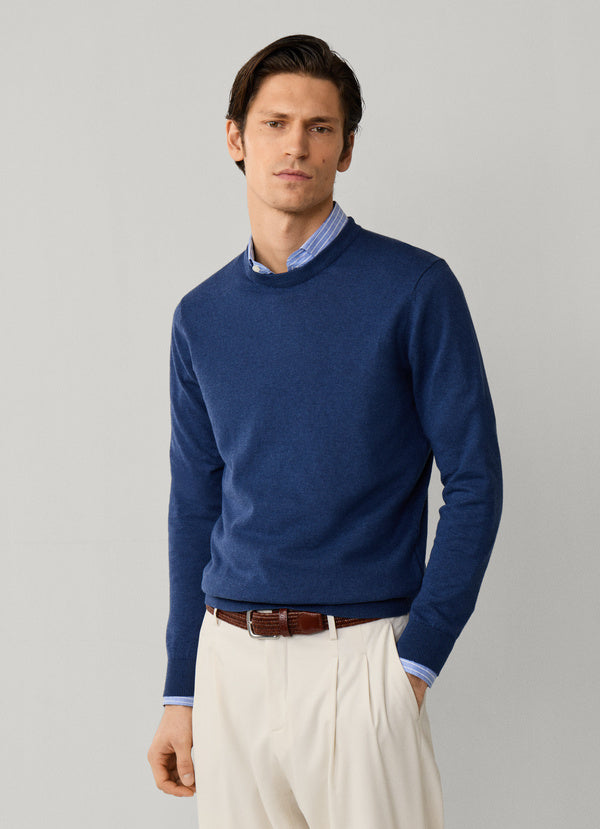 Cotton-Linen Knitted Crew-Neck Jumper