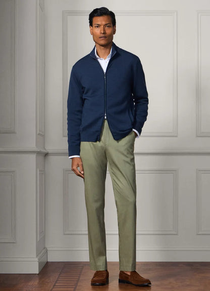 Merino Wool Interlock Full Zip Cardigan