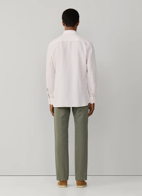 Tailored Fit Cotton-Linen Stripe Shirt