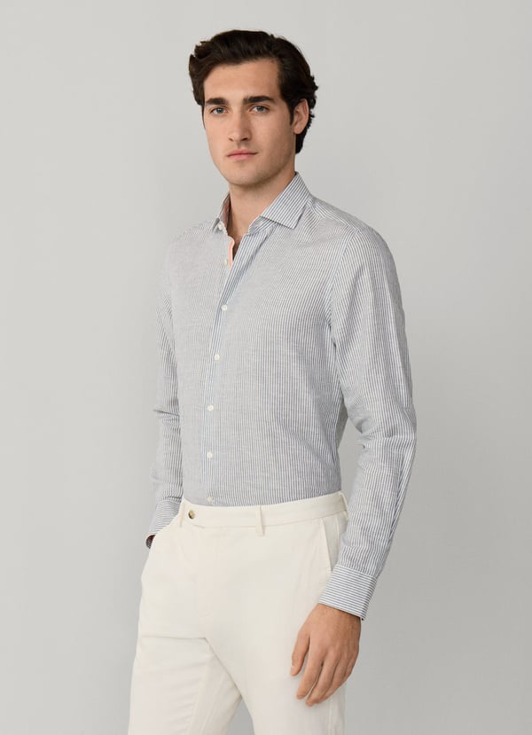 Tailored Fit Cotton-Linen Selvedge Shirt