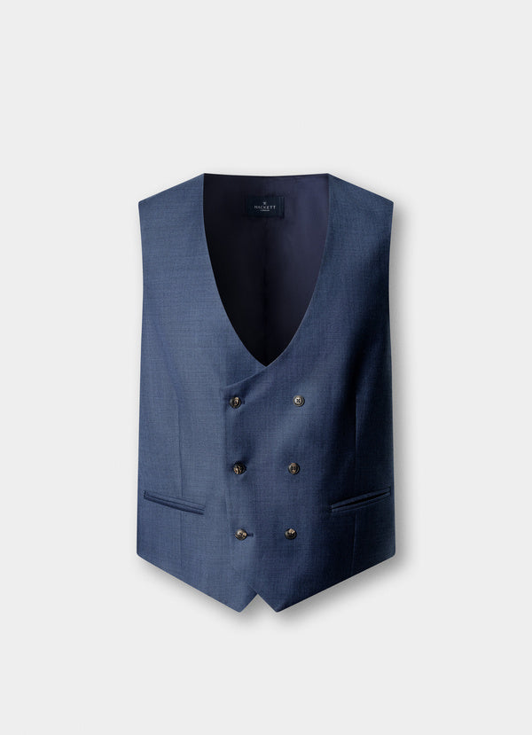 Wool Sharkskin Waistcoat - Woven In Italy