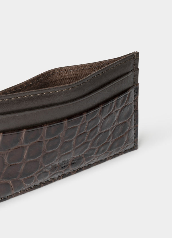 Leather Croc Stamped Cardholder