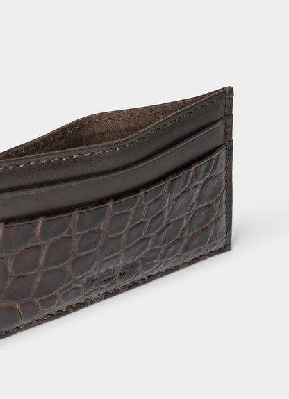 Leather Croc Stamped Cardholder