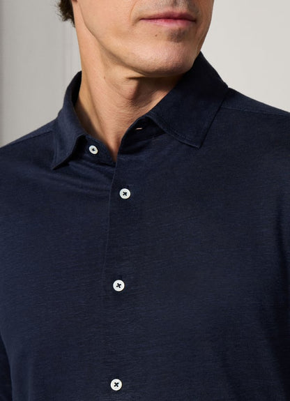 Classic Fit Linen Long Sleeve Shirt Polo
