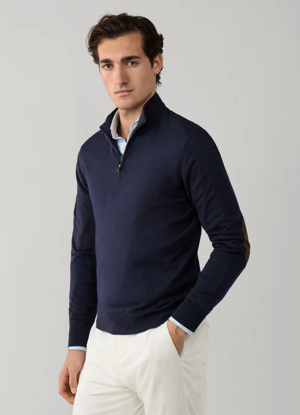Cotton-Cashmere Quarter Zip Jumper