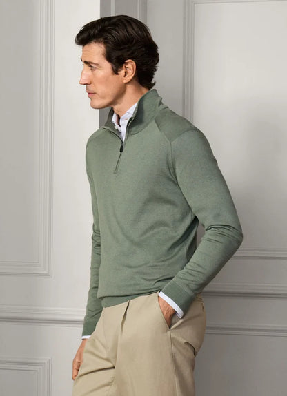 Silk-Cotton Quarter Zip Jumper