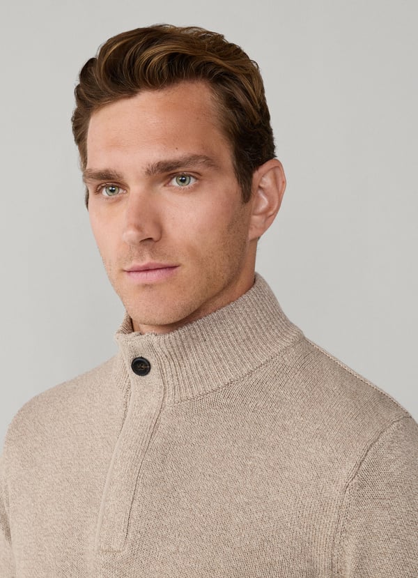Cotton-Cashmere Mouline Quarter-Zip Jumper