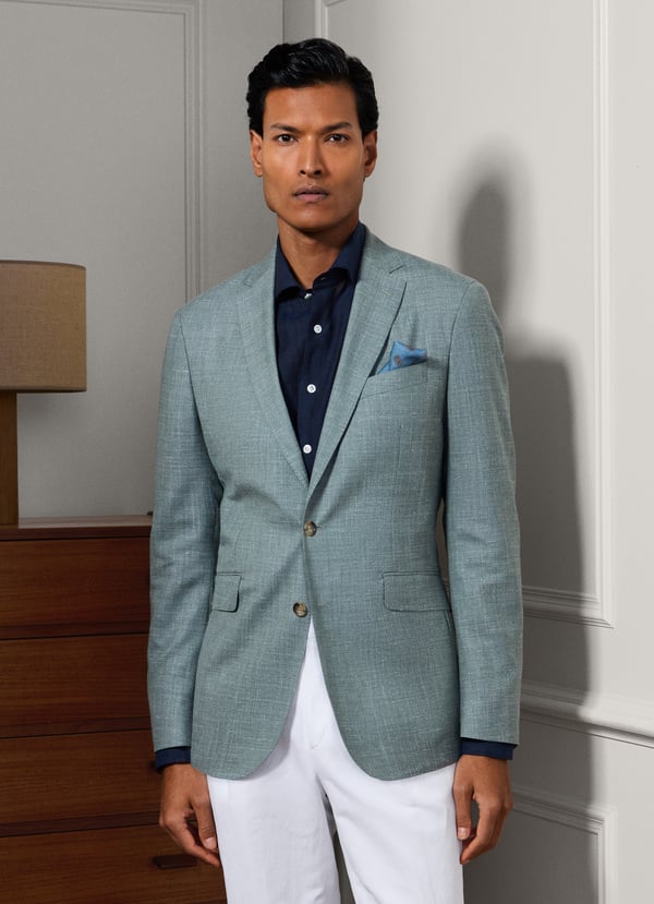 Wool Silk Hopsack Blazer - Woven In Italy