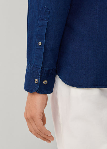 Tailored Fit Dark Blue Denim Shirt