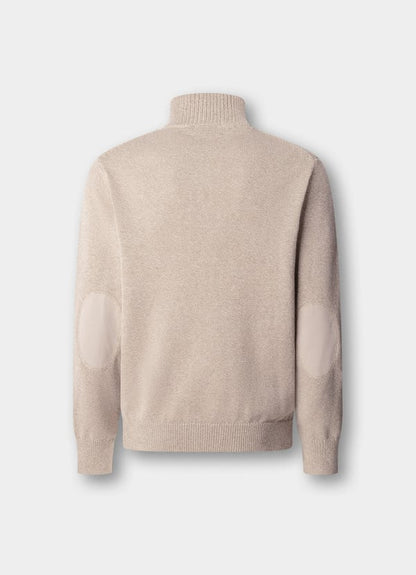 Cotton-Cashmere Mouline Quarter-Zip Jumper