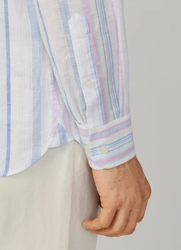 Tailored Fit Linen Blend Multi Stripe Shirt