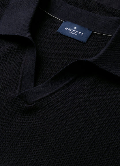 Textured Knitted Short Sleeve Polo