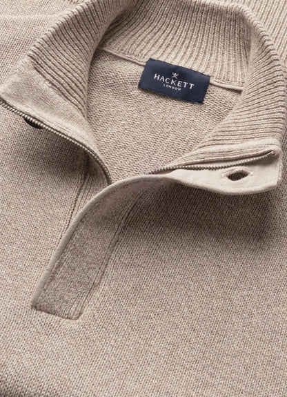 Cotton-Cashmere Mouline Quarter-Zip Jumper