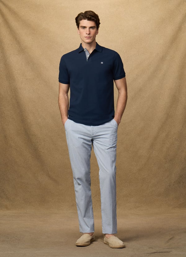 Classic Fit Short Sleeve Striped Trim Polo
