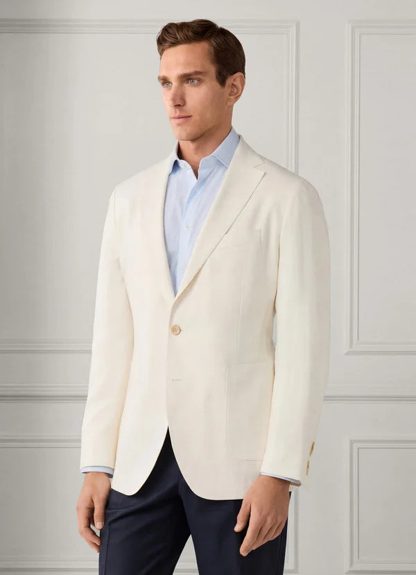 Linen-Cotton Herringbone Blazer