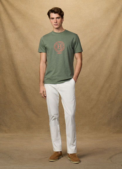 Classic Fit Linen Blend Graphic T-Shirt