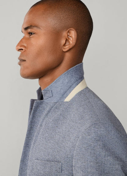 Cotton Herringbone Knit Blazer