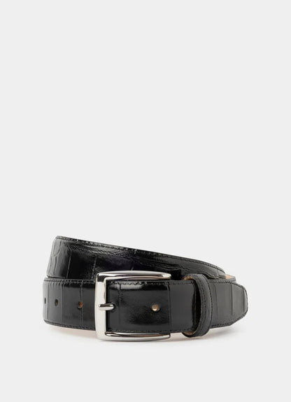 Leather Croc Stamped Formal Belt