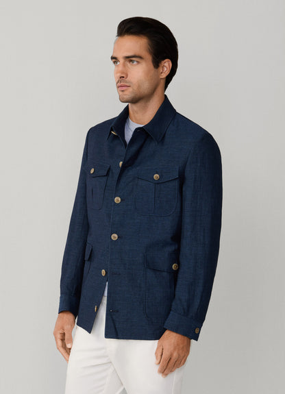Linen-Cotton Melange Blazer