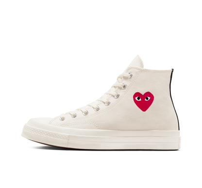 CDG PLAY CONVERSE Chuck Taylor '70 High Top Sneaker Little Heart ¨C White, Red Heart