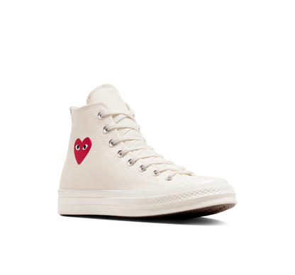 CDG PLAY CONVERSE Chuck Taylor '70 High Top Sneaker Little Heart ¨C White, Red Heart