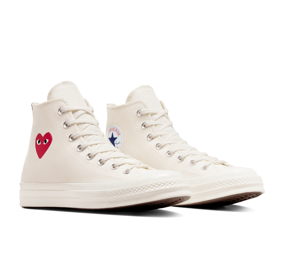 CDG PLAY CONVERSE Chuck Taylor '70 High Top Sneaker Little Heart ¨C White, Red Heart
