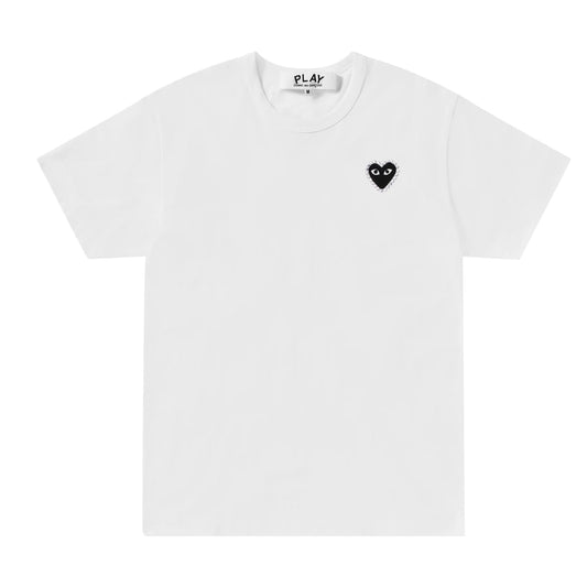 CDG PLAY T-Shirt ¨C Rhinestone Heart ¨C White, Black Heart