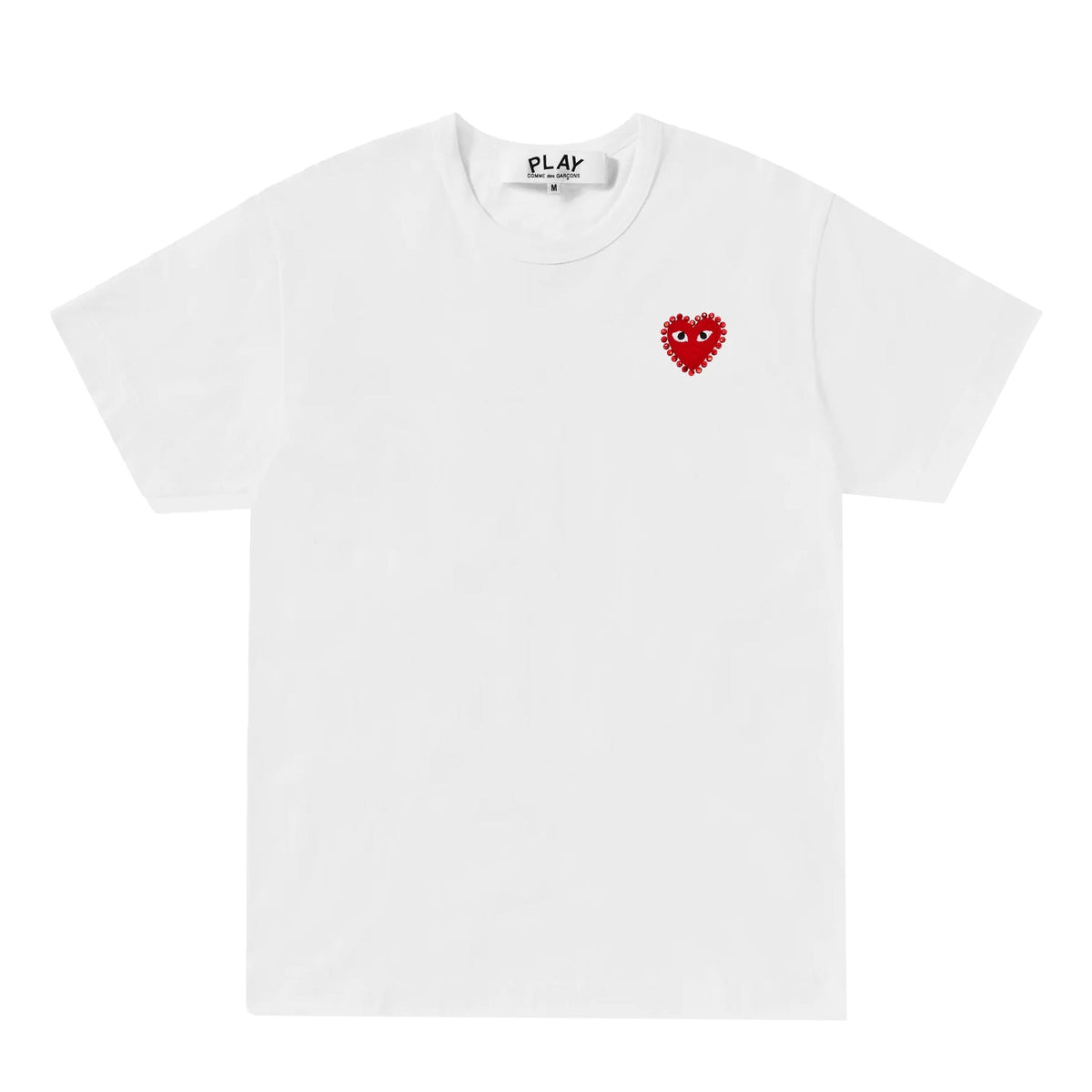 CDG PLAY  T-shirt White Red Rhinestone Heart