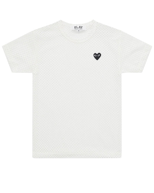 CDG PLAY Mesh T-Shirt ¨C White, Black Heart