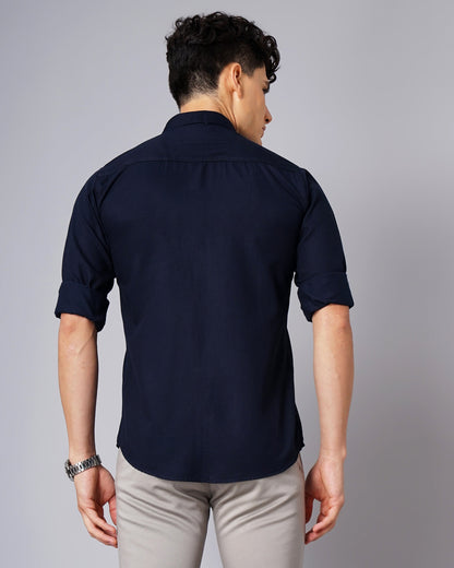 Outline Pocket Navy Solid Shirt