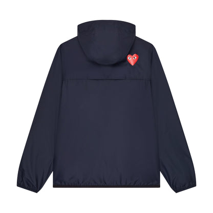 CDG PLAY K-Way Zip Jacket K-Way ¨C Navy, Red Heart