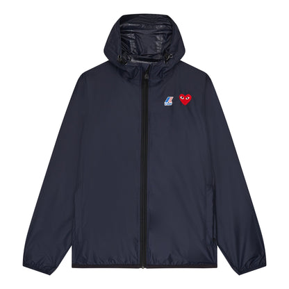 CDG PLAY K-Way Zip Jacket K-Way ¨C Navy, Red Heart