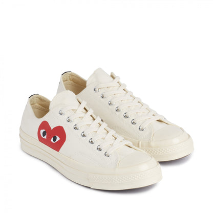 CDG PLAY CONVERSE Chuck Taylor '70 Low Top Sneaker ¨C White, Red Heart
